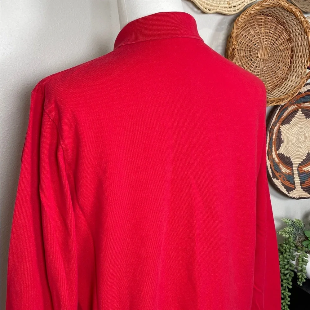 Mens Polo Ralph Lauren Long Sleeve Polo Henley Shirt Red Blue Pony Size Large